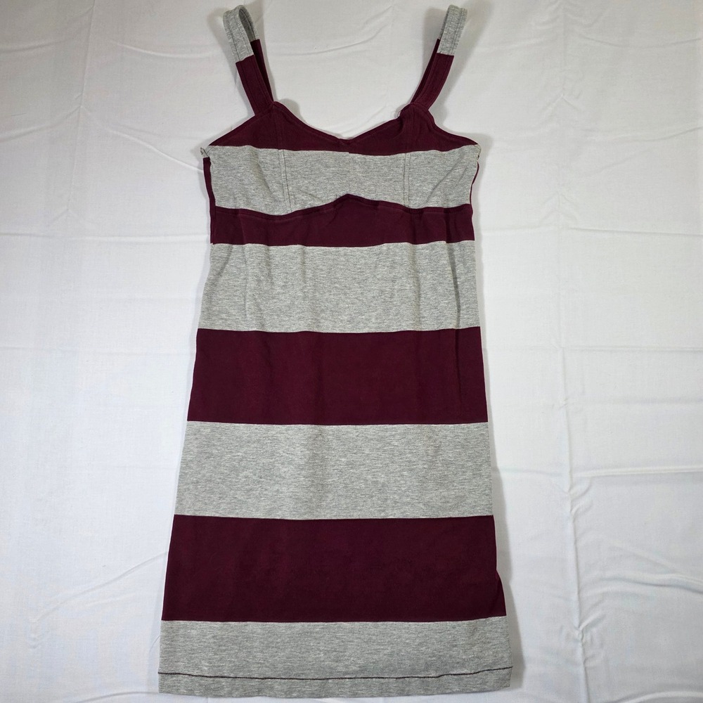 Aeropostale Womens Striped Mini Dress Burgundy Gray Cotton Stretch Size S